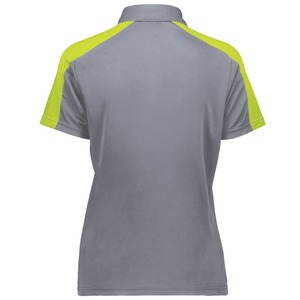 Women's Gray And Lime Green Color Blocked Polo Shirt Short Sleeve Casual Fit Quick Dry Knitted Fabric Polo Shirt For Online Sale - Product Image 3