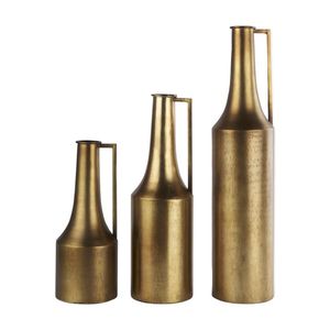 Minimalist aluminum floor <b>Vase</b> With Handle <b>Gold</b> Tone Decorative Metal <b>Vase</b> Modern Luxury Design - Product Image 2