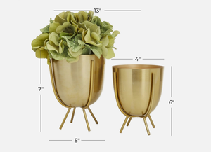 Pot à œufs en métal doré brossé avec support en métal, style mid-century modern glamour ou accent décoratif contemporain minimaliste, finition dorée - Product Image 5