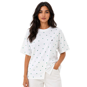 Emerald Rhinestone Women's Shirts Custom White Oversized Tee All Seasons Everyday Wear Luxury Casual Streetwear Sparkly <b>Top</b> OEM - Product Image 4