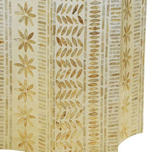 Light Floral Star Leaf Stripe <b>Stools</b> Mother of Pearl Handcrafted Mosaic <b>Small</b> Side Table For Living Room Bedroom Decor Use - Product Image 2