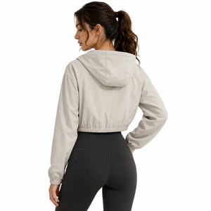 Custom New Style Women's Cropped Hooded Men's <b>Jackets</b> <b>Lightweight</b> Full Zip Fitness Yoga <b>Running</b> Casual Streetwear Outerwear USA - Product Image 3