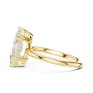 Bague de fiançailles taille marquise en or jaune 18 carats avec diamant, bague en or blanc 14 carats, bijoux fins pour femme, bague halo pour anniversaire et mariage, taille 7 - Product Image 6