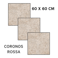 Carreaux de porcelaine Coronos Rossa 60x60 cm, finition mate, imitation pierre, pour sol et mur intérieur