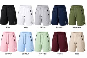 Shorts de sport pour hommes, haute qualité, 180g, en polyester tricoté, séchage rapide, respirant, taille mi-haute, avec cordon de serrage et fermeture éclair - Product Image 6