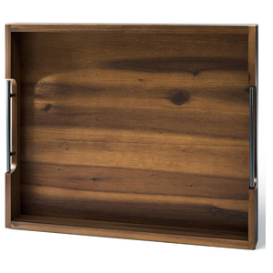 Plateau ottoman en bois d'acacia fait à la main avec poignée grande assiette de service pour la cuisine maison Table Restaurant café affichage utilisation de charcuterie - Product Image 1