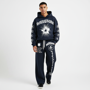 Ensemble de survêtement pour homme avec sweat à capuche délavé, personnalisé, 2 pièces, coupe-vent de poids moyen, grande taille, imprimé numériquement, style streetwear - Product Image 6