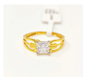 Anillo de oro macizo de 22k para mujer, corte princesa, anillo de compromiso solitario de oro amarillo, diseño de hoja, anillo de boda, joyería de oro de 22kt - Product Image 2