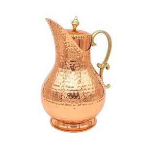 Skies Traders Lidded Pure Copper <b>Water</b> <b>Jug</b> Handcrafted Metal Beverage <b>Dispenser</b> Server Table Drinkware Pot - Product Image 2