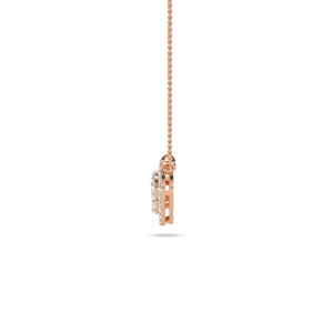 Pendentif en or rose avec trois pierres de diamant naturel taille brillant rond et halo, bijou minimaliste unisexe - Product Image 3