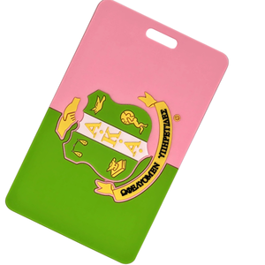 Shield Color Block Luggage <b>Tag</b> Pink & Green PVC Travel Bag <b>Tag</b> with Crest <b>ID</b> Address Card Holder Suitcase Travel Accessory - Product Image 5