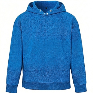 Sweat à capuche d'hiver épais et solide 100% Coton, coupe oversize, manches classiques, en molleton doux tricoté, teint uni, personnalisable - Product Image 5
