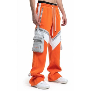 Mens Flare Pants <b>Elastic</b> <b>Waist</b> Drawstring Color Blocked Side Pockets Casual Style Breathable Outdoor Knitted Fabric Autumn Wear - Product Image 5