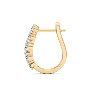Luxury 18K <b>Solid</b> Gold <b>Hoop</b> <b>Earrings</b> With Round Brilliant Cut Diamond Women's Everyday Wear Jewelry - Product Image 3
