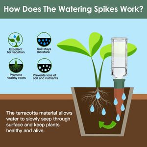 Confezione da 10 picchetti autoirriganti in terracotta per piante, a rilascio lento, kit per irrigazione automatica - Product Image 2
