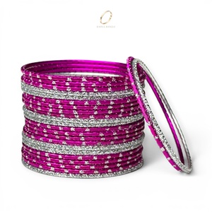 Juego de Brazaletes de Acero Inoxidable Rosa Intenso para Niñas, Joyería de Moda India para Fiestas, Fabricante de Joyería - Product Image 4