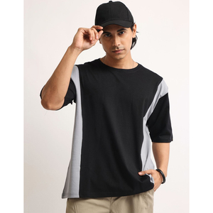 T-shirt en coton 100% à col rond et manches courtes, coupe oversize, épaules tombantes, décontracté, uni, tricoté, pour homme, idéal pour le fitness, vente en gros - Product Image 4