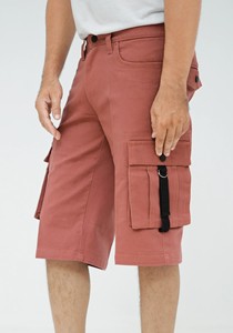 Shorts cargo pour homme, couleur unie, style bermuda, décontracté, avec poches, taille mi-haute, fermeture boutonnée - Product Image 2