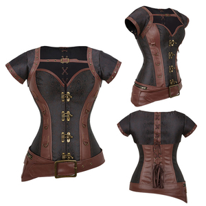 Top Corset de Moda para Mujer con Cierre Frontal con Tachuelas Detalladas, Espalda Ajustable con Cordones, Talla XS, Logotipo Personalizable, Material de Tela - Product Image 1