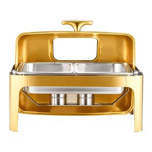Scaldavivande rettangolare in acciaio inox da 9 litri con coperchio a rullo e controllo automatico della temperatura - Product Image 3