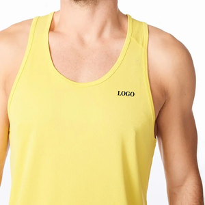 เสื้อกล้ามผู้ชายสีเหลืองล้วนทรงเข้ารูป ผ้าฝ้าย 100% คอกลม แห้งเร็ว เป็นมิตรกับสิ่งแวดล้อม เหมาะสำหรับออกกำลังกาย ฟิตเนส กำลังเป็นที่นิยมอย่างมาก - Product Image 2