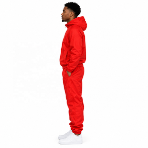 Custom <b>Men</b>’s Windbreaker Tracksuit Set 2 Piece Polyester Nylon Full <b>Zip</b> Athletic Sportswear <b>Jogger</b> Pants OEM ODM in Red color - Product Image 5
