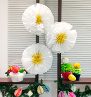 Fleurs de chrysanthème en papier de soie pour artisanat, décoration de la maison DIY, diamètre 16 pouces (40 cm), polybag PE, fabriqué à Taïwan, CE-1P015