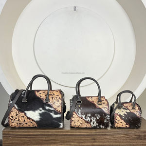 2026 Latest Trendy Designer Hand <b>Tooled</b> Genuine Cowhide <b>Leather</b> Speedy Bag Floral Style Wholesale OEM ODM Crossbody Speedy Bag - Product Image 5