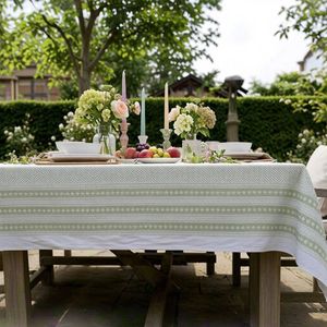 Top Quality Printed Linen Cotton 8-10 Seater <b>Tablecloth</b> 180x270 Cm Outdoor Washable Woven Striped Pastoral Style at Wholesale - Product Image 4