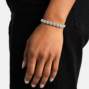 Luxury Princess Cut Diamond Tennis Bracelet 925 Sterling Silver Channel Setting Geometric Unisex Everyday Wear - Product Image 1