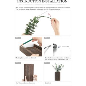 Set di 2 Vasi Intelligenti da Parete in Legno con Eucalipto Artificiale, Piante Finte Stile Rustico per Camera da Letto e Soggiorno - Product Image 6