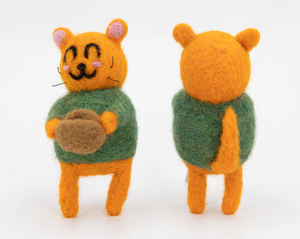 Wholesale Handmade Felt & Yarn Wool Orange Cat with <b>Easter</b> Basket <b>Ornament</b> for Hanging Decor Spring Decorations Sensory Play Toy - Product Image 1