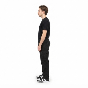 Pantalones Cargo Rectos Negros Personalizados OEM para Hombre, 100% Lino, Algodón Encerado, Estilo Urbano, con Refuerzo en la Entrepierna, Pantalones Utilitarios de Fábrica - Product Image 3