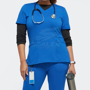 Tenues d'infirmières professionnelles pour femmes, tissu tricoté léger et extensible, haute qualité, usage hospitalier - Product Image 3