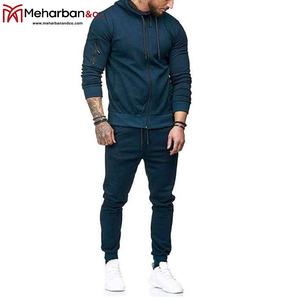 Conjuntos de pantalones con capucha de retazos con cremallera para hombre, ropa deportiva cómoda de ajuste fácil para correr de invierno, chándal de talla grande - Product Image 2