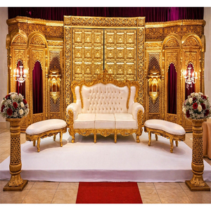Maharaja Style White-<b>Gold</b> Furniture For Hindu Weddings Elegant Wedding Reception <b>Sofa</b> Set Elegant Wooden Couple <b>Sofa</b> For Shagun - Product Image 1