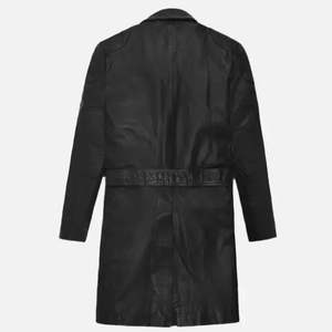 Abrigo largo de cuero, chaqueta larga de cuero, abrigo largo de cuero genuino personalizable para hombre, gabardina de cuero. - Product Image 2