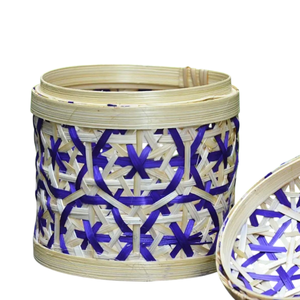 Eco-Friendly Sustainable Bamboo <b>Gift</b> <b>Box</b> Cylindrical Woven Mesh Lid Elegant Home Decor Desktop Storage Creative Present - Product Image 5