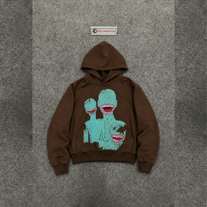 Sudadera con Capucha Oversize Marrón con Estampado Gráfico de Streetwear y Diseño Casual Oversize con Estampado de Alien, Bolsillo Frontal con Logo, Manga Regular, Otoño - Product Image 5