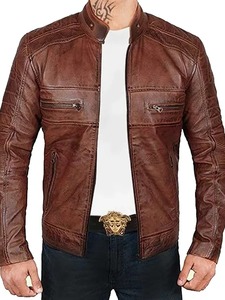Chaqueta de Motero Marrón Desgastada para Hombre - Product Image 3