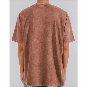 เสื้อยืดพรีเมียมทรงโอเวอร์ไซส์สีน้ำตาลวินเทจสำหรับผู้ชาย ผ้าคอตตอน 100% ทรงหลวม สไตล์สตรีทแวร์  ไหล่ตก  รับสกรีนโลโก้ - Product Image 2