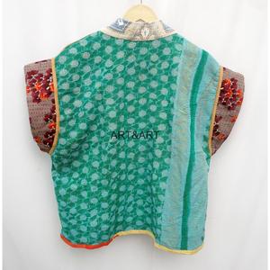 Colorful Patchwork Cotton Kimono Wrap Robe V-Neck Belted <b>Short</b> <b>Sleeve</b> Summer Women's <b>Jacket</b> - Product Image 5