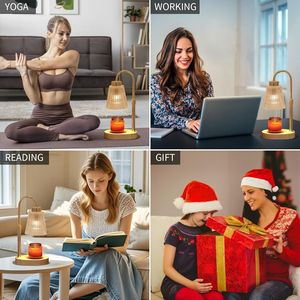 Gold Electric Wax Melt Warmer with Timer <b>Dimmer</b> Scented Jar Lamp 2 Bulbs Fragrance Candle Warmers for Mother's Day Birthdays - Product Image 6