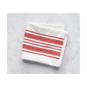Japanese Waffle Weave <b>Kitchen</b> Towels 4pcs 40x40cm Red Striped Embroidered Bulk OEM ODM Export India - Product Image 2