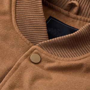 Men's <b>Tan</b> <b>Brown</b> Bomber Jacket Solid Color Stand Collar Regular Sleeve Casual PU Material Autumn Wear men's bomber jackets - Product Image 6