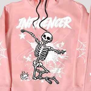 Conjunto de Sudadera con Capucha y Pantalones con Estampado de Esqueleto Rosa para Influencers, Chándal Unisex de Manga Larga con Cordón y Cintura Elástica, Venta al por Mayor - Product Image 3