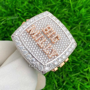 Men's Hiphop Style Rhodium Plated 925 Silver Custom <b>Initial</b> Letter Name Iced Moissanite Pave VVS Diamond Engagement Wedding <b>Ring</b> - Product Image 3