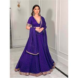 Tenue de fête traditionnelle chinoise de créateur Lehenga Choli avec bordure en fil Zari - Product Image 2