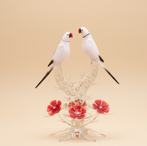 Tiny Glass World Parrot Couple Contemporary Glass <b>Crystal</b> Tabletop Vase <b>Set</b> of 2 for Office Decor - Product Image 1