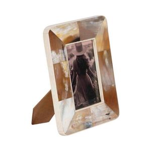 Rectangular Handmade Photo <b>Frame</b> Natural Horn <b>Black</b> Brown Inlay Tabletop Vertical Classic Style By Handmade Collection - Product Image 4